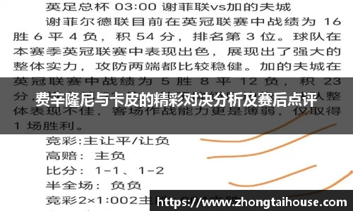 费辛隆尼与卡皮的精彩对决分析及赛后点评